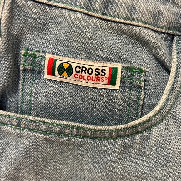 Cross Colours Cuffed Denim Short Ya Dig Hip Hop in Vintage Indigo NWOT (32) - Picture 6 of 9